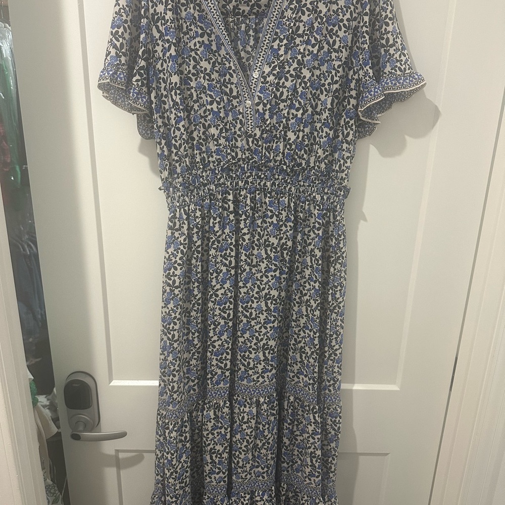 Maxi Floral Blue and White Dress